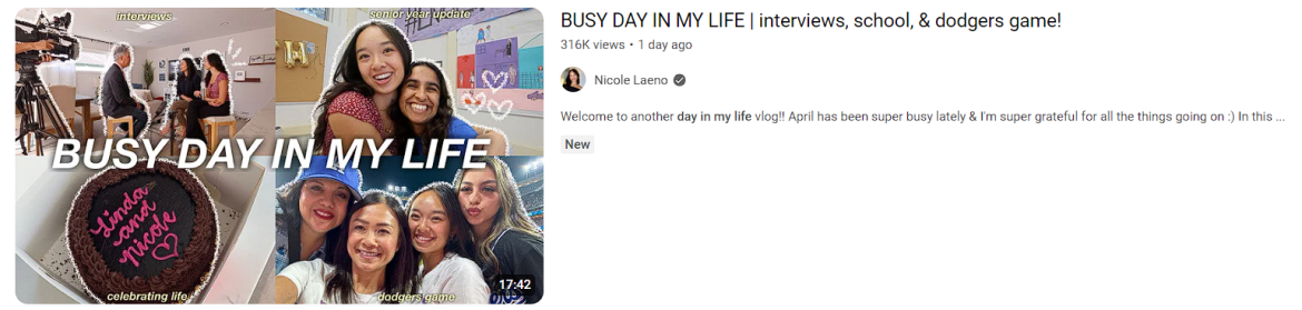 a Day-in-my-life vlog is an example of 50 trendy youtube video ideas