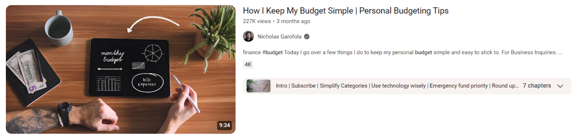 Budgeting tips and hacks is an example of 50 trendy youtube video ideas