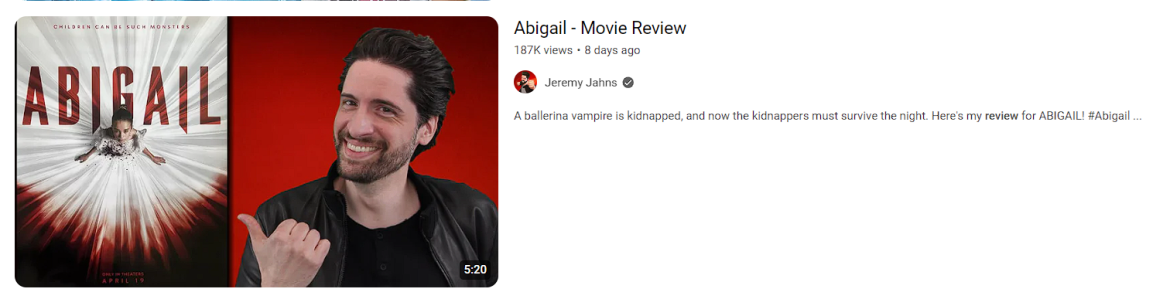 Movie review YouTube Video Example