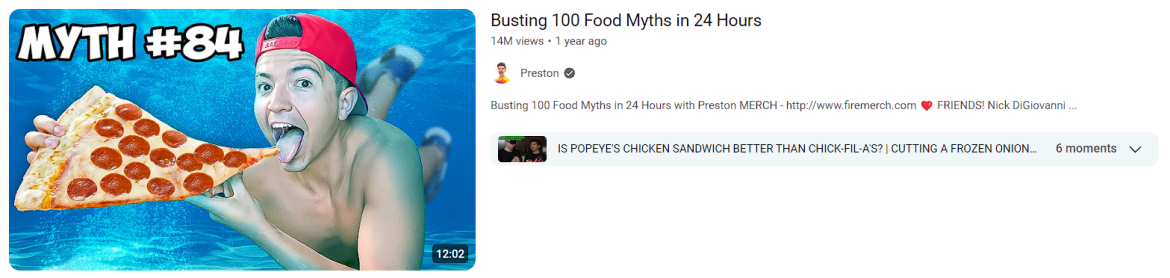 Mythbusting YouTube Video Example