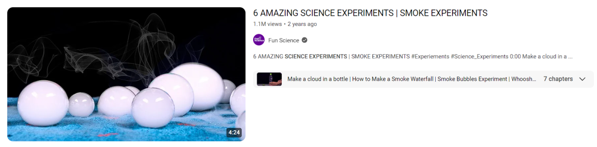 Science experiment YouTube Video Example