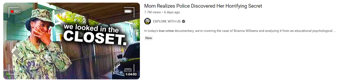 True crime YouTube Video Example